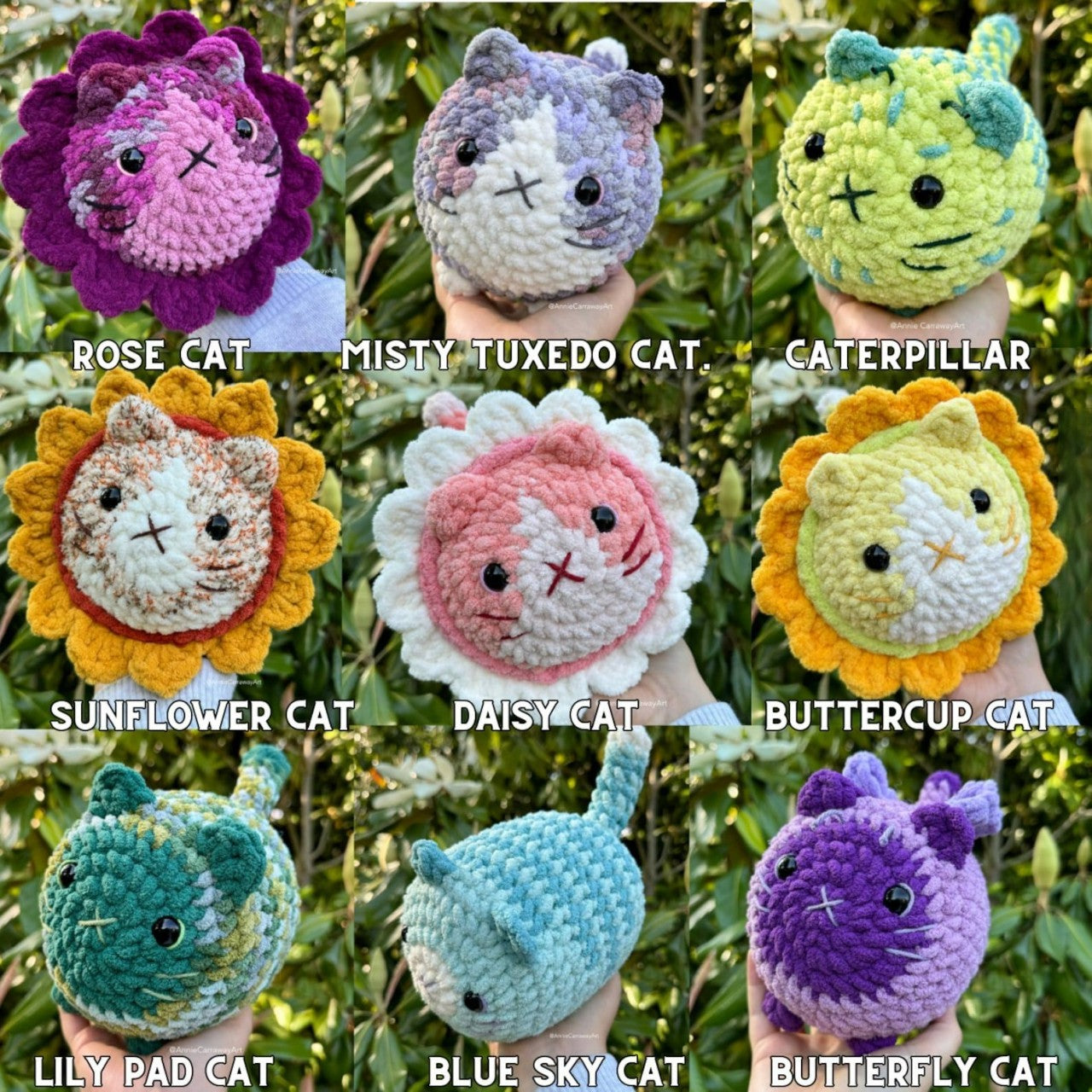 Cat and Friends in Flowers Crochet Pattern