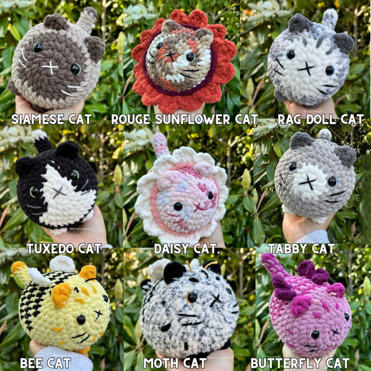 Cat and Friends in Flowers Crochet Pattern