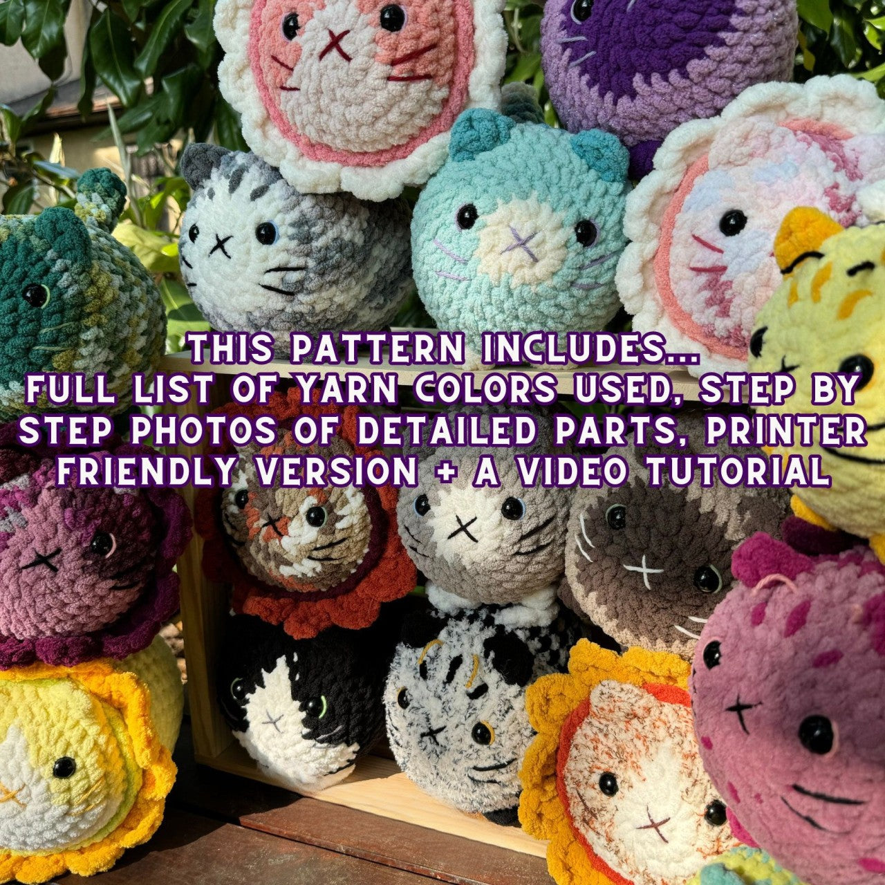 Cat and Friends in Flowers Crochet Pattern