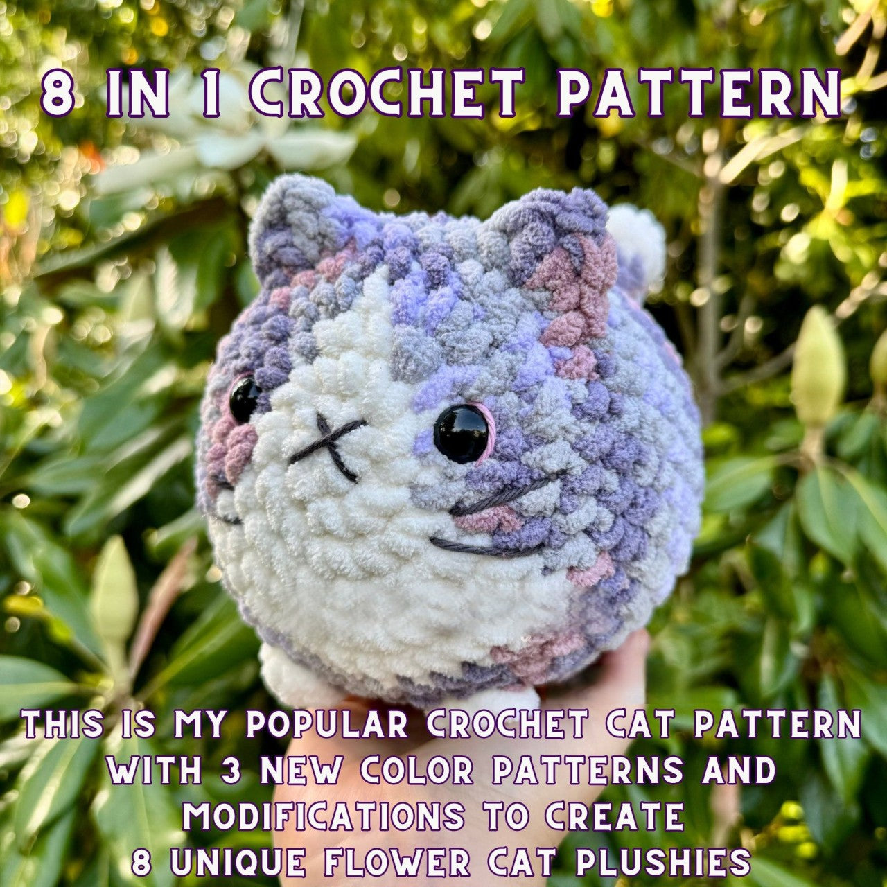 Cat and Friends in Flowers Crochet Pattern